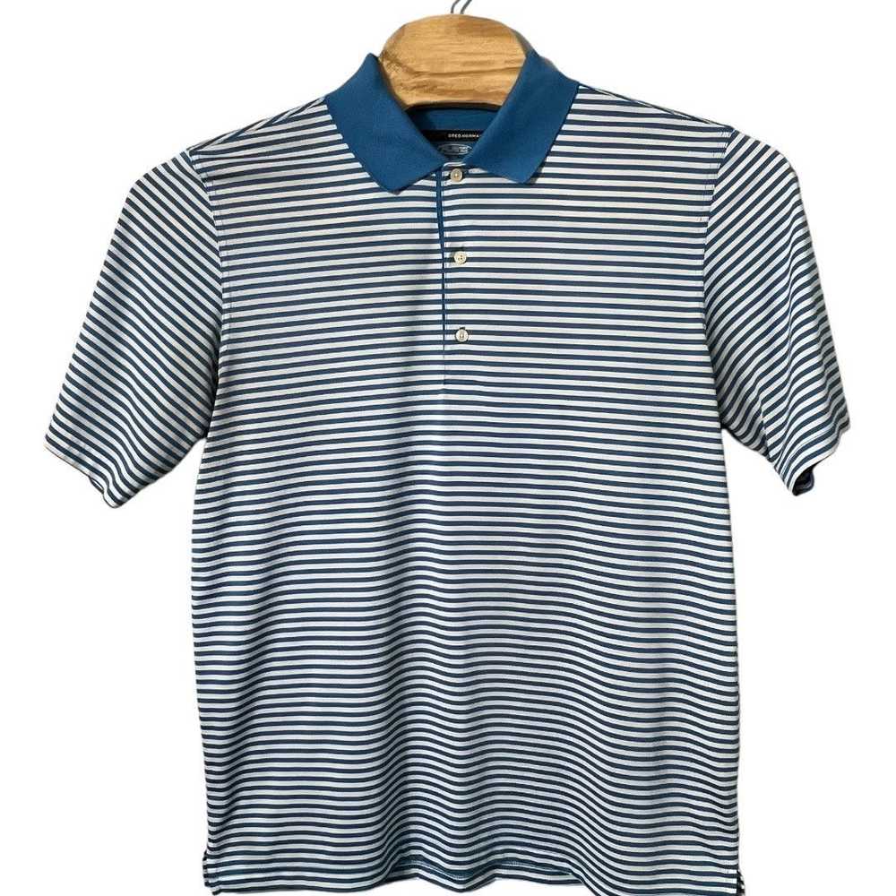 Greg Norman Blue Striped Greg Norman Polo Shirt -… - image 1