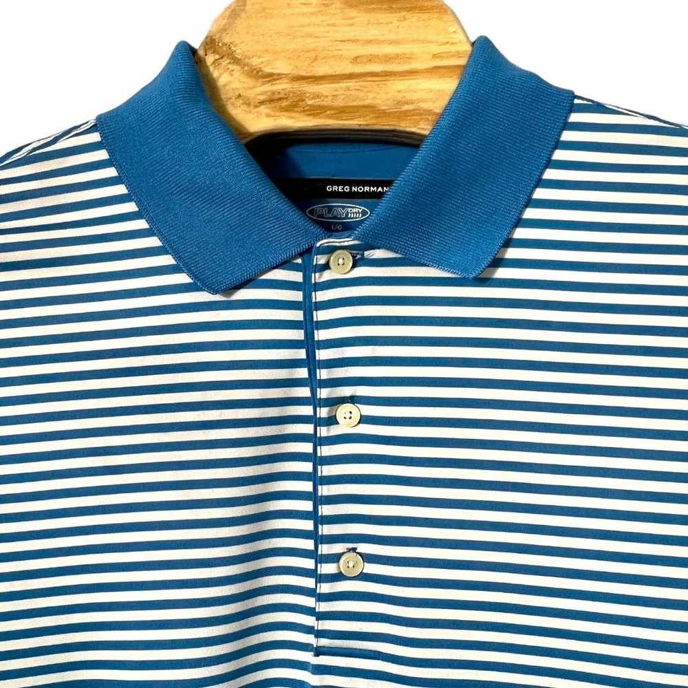 Greg Norman Blue Striped Greg Norman Polo Shirt -… - image 4