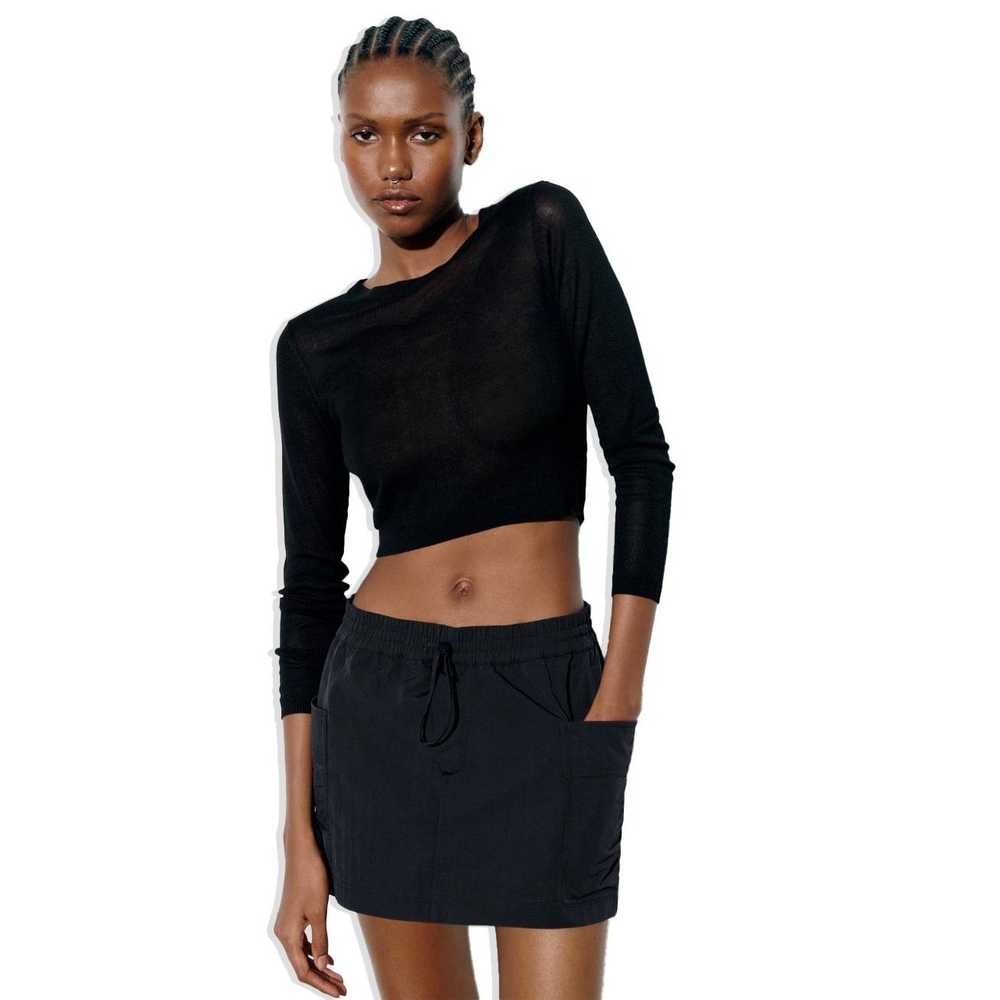 Zara Zara Y2K mini cargo skort black size S nylon - image 2