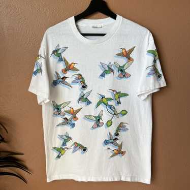 Vintage Vintage Hummingbirds All Over Print AOP T… - image 1