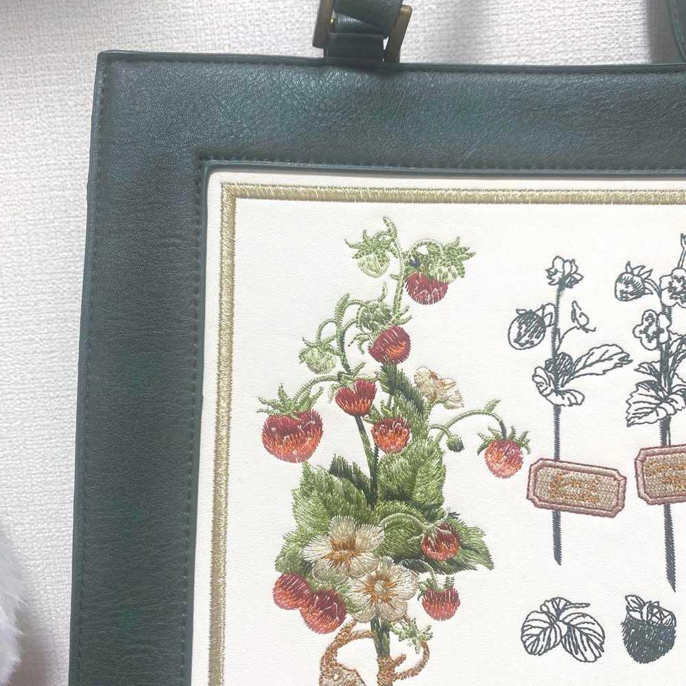 【Excellent Condition】Strawberry Embroidery Tote B… - image 2