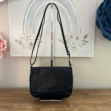 Margot Black Pebble Leather Crossbody Shoulder Bag