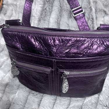 Brighton purple crinkle metallic crossbody in exce