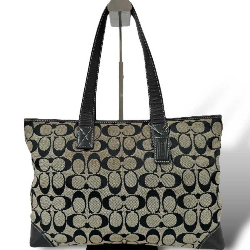 Coach Tote Bag Signature Canvas Leather Shoulder … - image 3