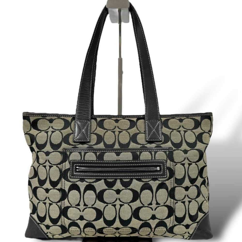 Coach Tote Bag Signature Canvas Leather Shoulder … - image 4