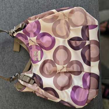 Coach 17055 Maggie beige and purple hansbag - image 1