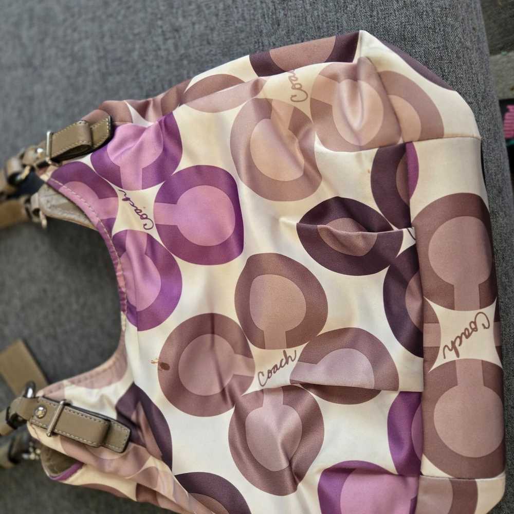 Coach 17055 Maggie beige and purple hansbag - image 2