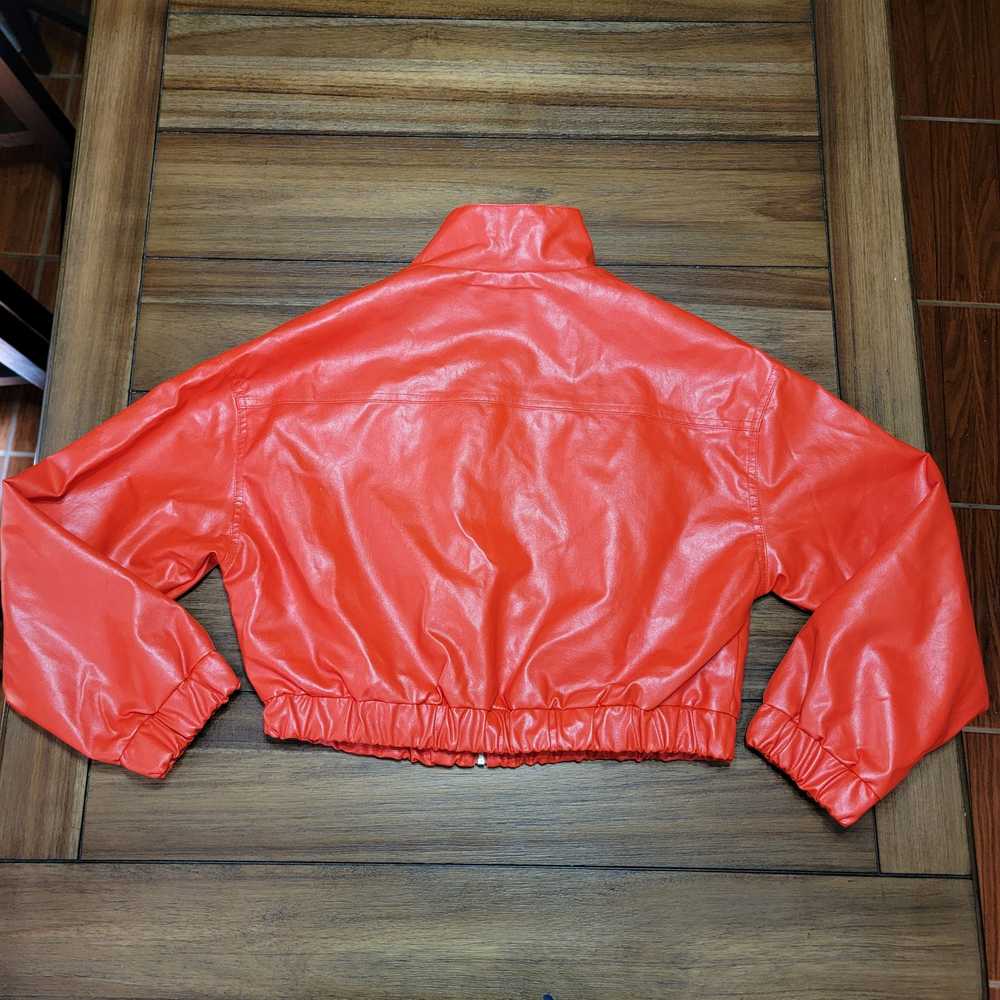 Shein Shein Faux Leather Orange Crop Jacket - Siz… - image 4