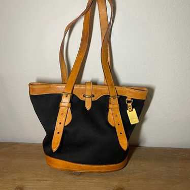 Dooney and Bourke Black and Brown Leather Bucket … - image 1