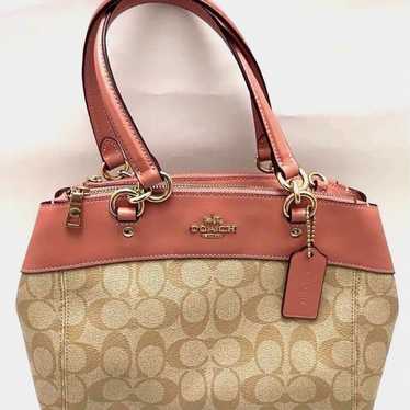 Coach Signature Handbag Beige/Pink - image 1