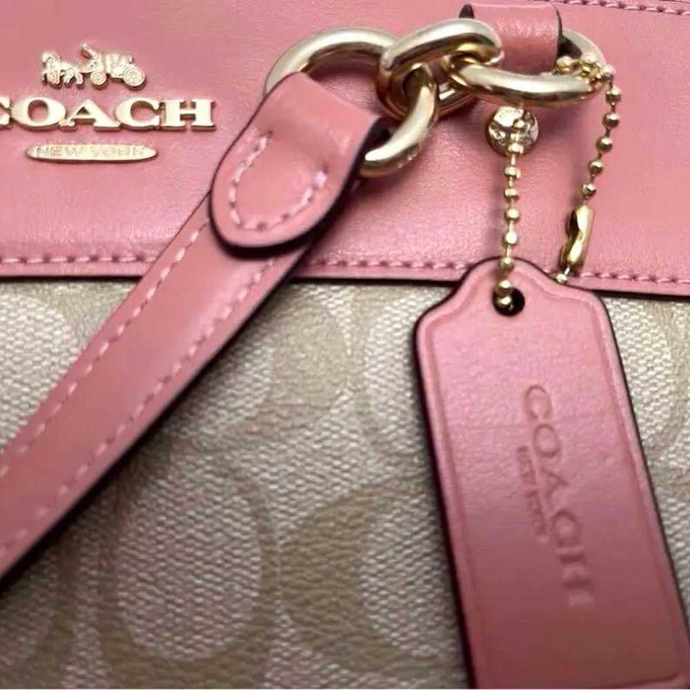 Coach Signature Handbag Beige/Pink - image 2