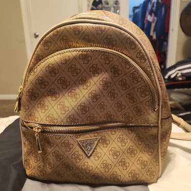 Tan and Brown Guess Backpack Purse - image 1