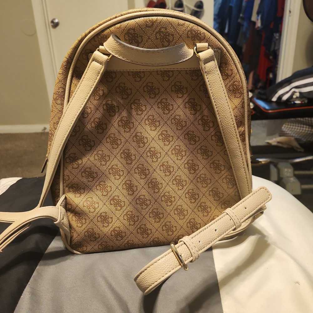 Tan and Brown Guess Backpack Purse - image 2