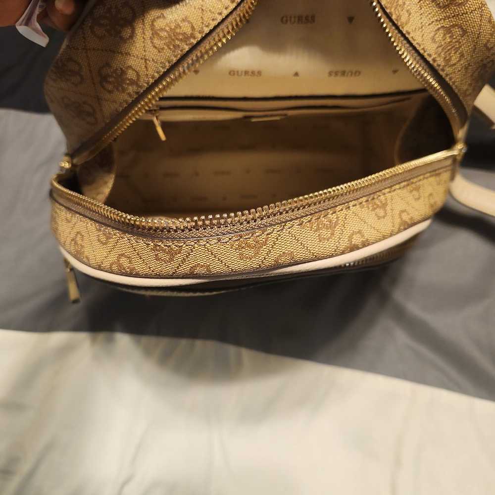 Tan and Brown Guess Backpack Purse - image 3