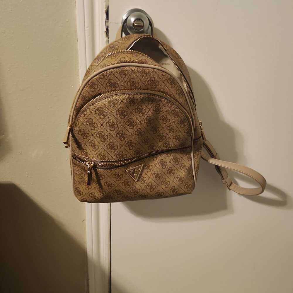 Tan and Brown Guess Backpack Purse - image 4