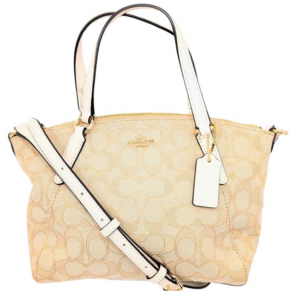 Coach Signature Mini Kelsey Canvas Jacquard White… - image 1