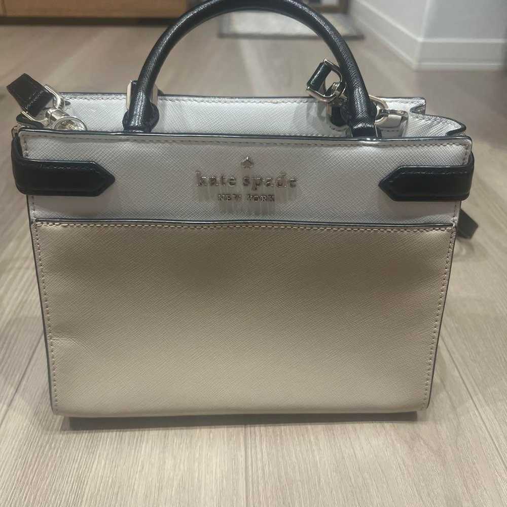 Kate Spade Leather Handbag Bicolor Pink White Gold - image 2