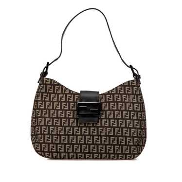 Brown Fendi Zucchino Canvas Shoulder Bag