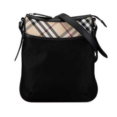 Black Burberry Nova Check Trimmed Nylon Crossbody