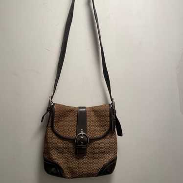 Coach Shoulder Bag with Signature Canvas and Leat… - image 1