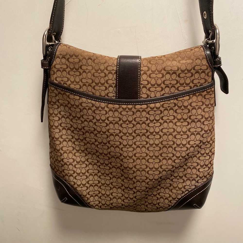 Coach Shoulder Bag with Signature Canvas and Leat… - image 5