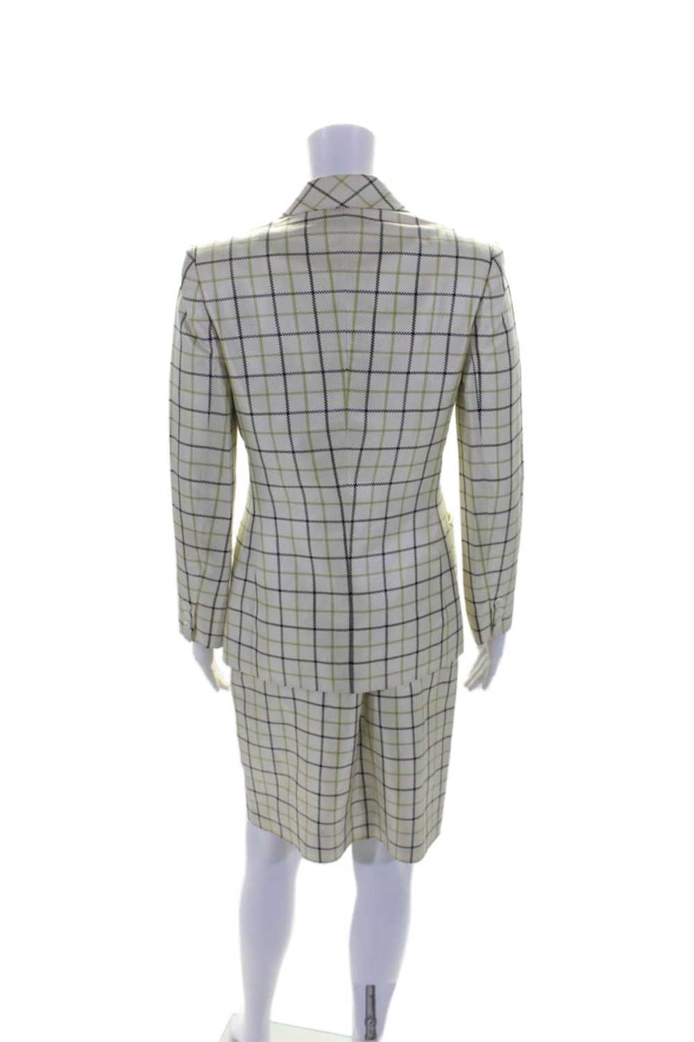 Bill Blass Womens Plaid Button Down Skirt Suit Wh… - image 5