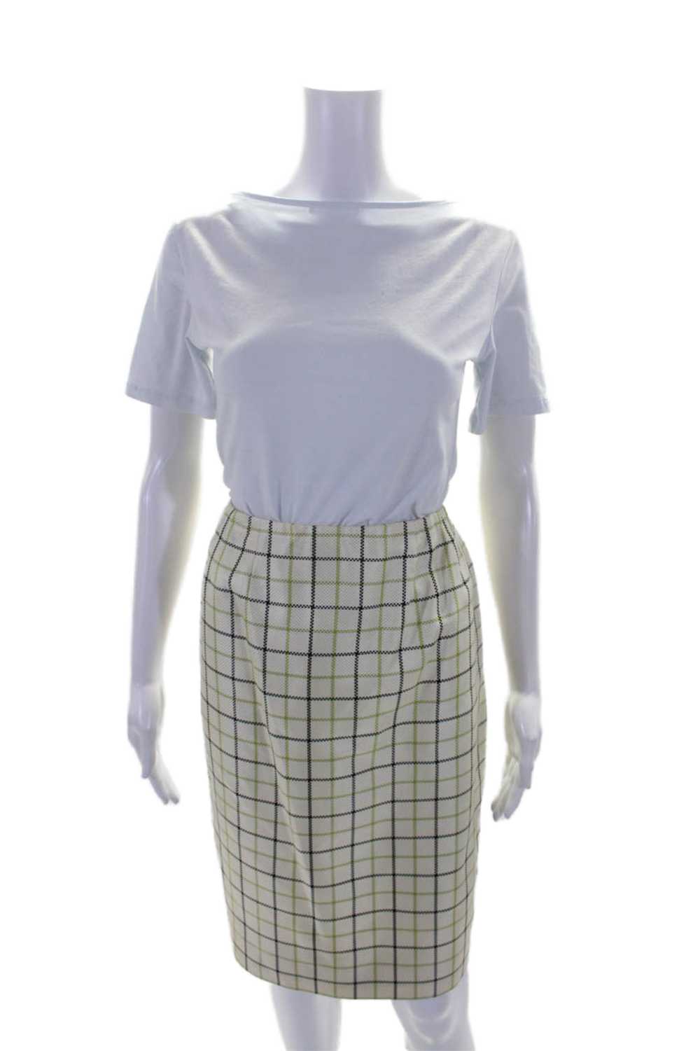 Bill Blass Womens Plaid Button Down Skirt Suit Wh… - image 6