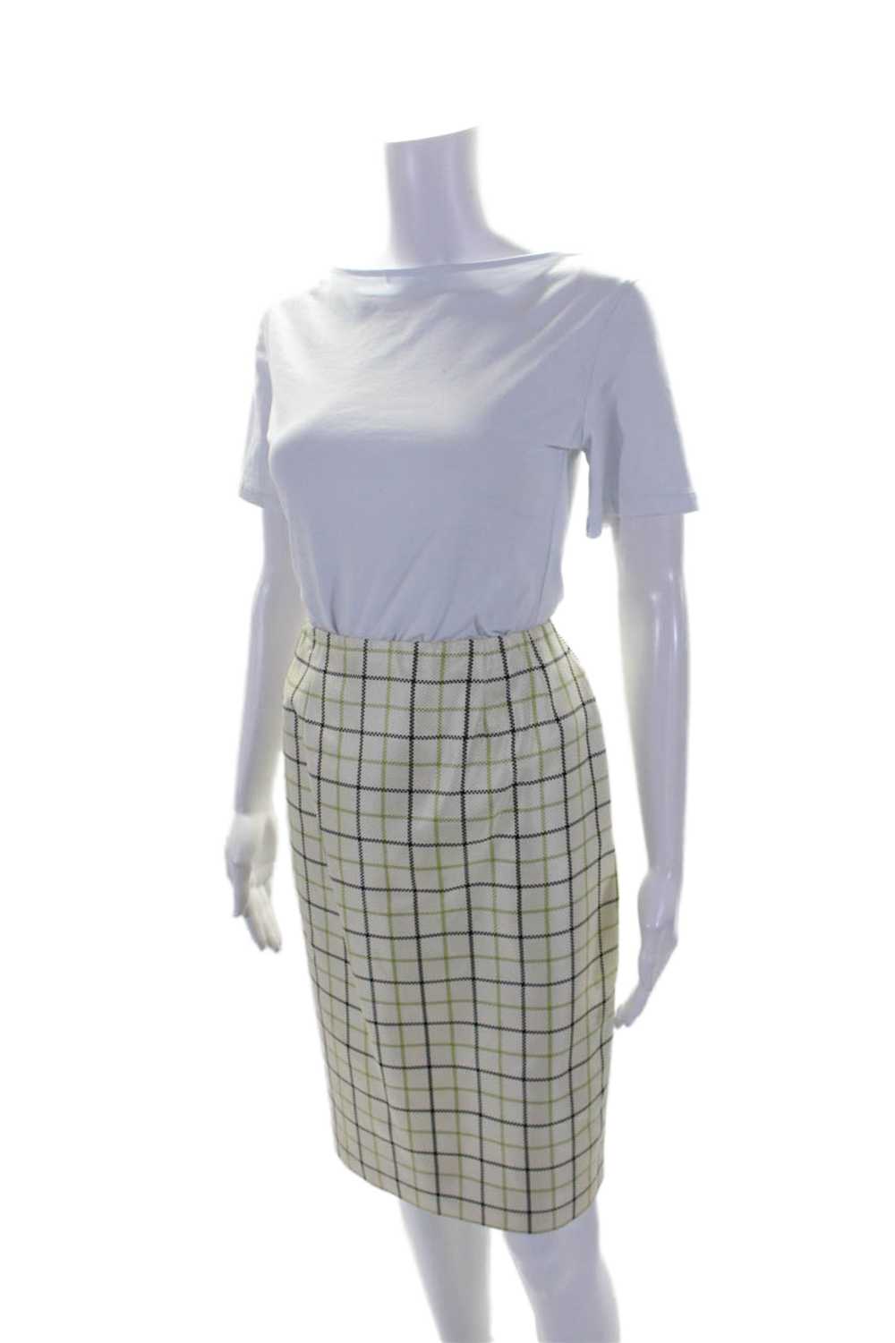 Bill Blass Womens Plaid Button Down Skirt Suit Wh… - image 7