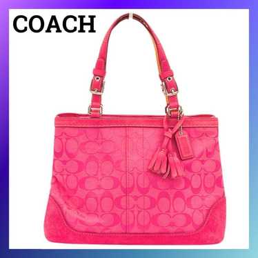 COACH 6830 Canvas Signature Handbag Suede - image 1