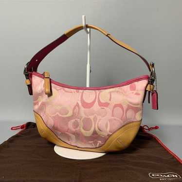 69B49 | Coach Signature Handbag Pink x Brown - image 1