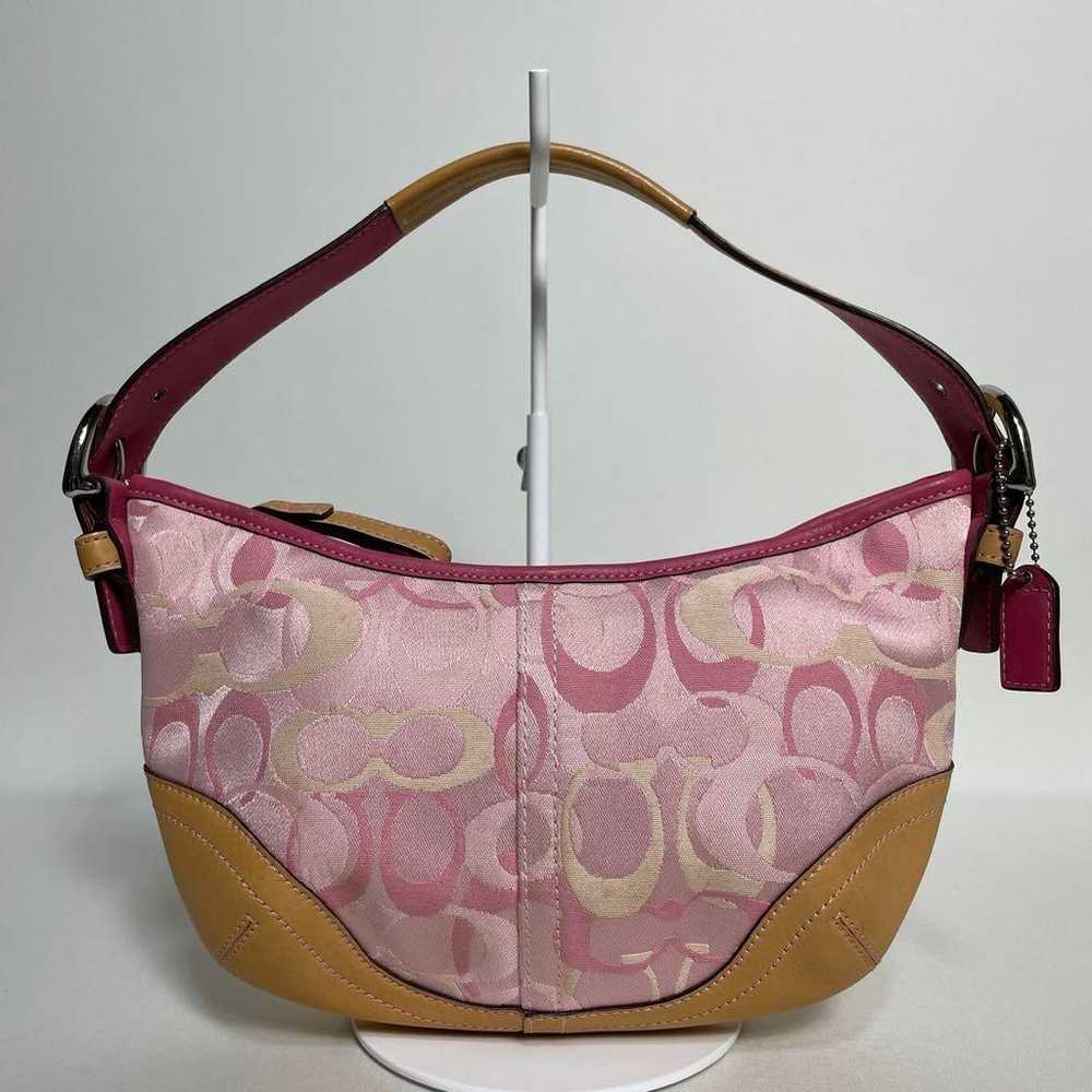 69B49 | Coach Signature Handbag Pink x Brown - image 2