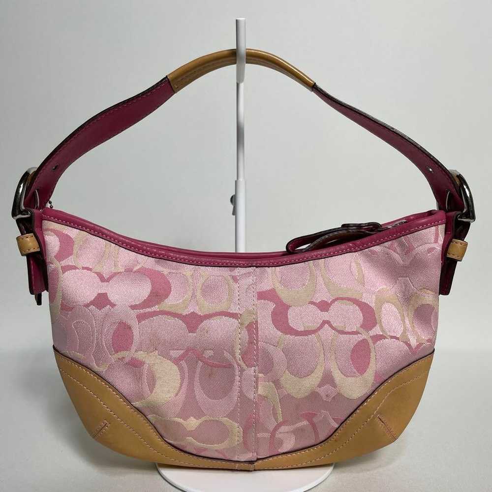 69B49 | Coach Signature Handbag Pink x Brown - image 3