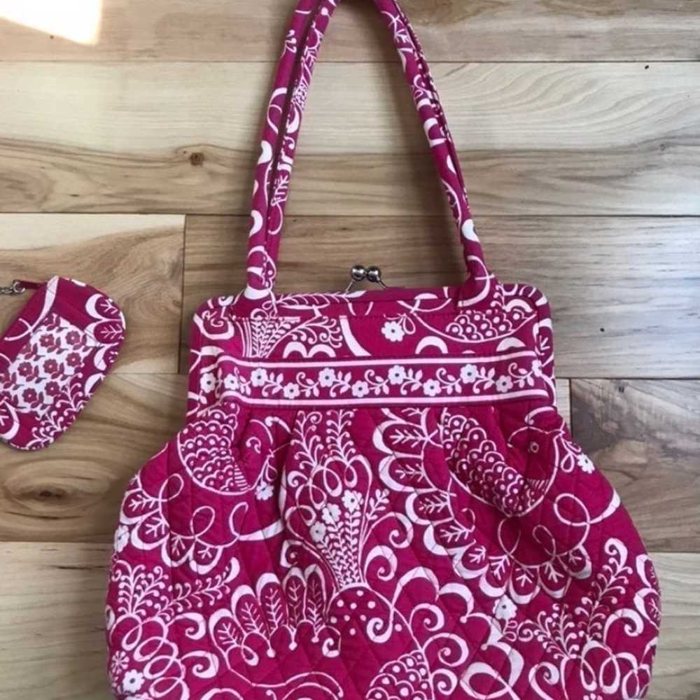 Vera Bradley pink twirly birds purse and coin bag - image 4