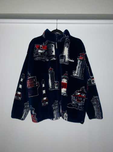 Vintage Black Mountain offers Streetwear Printed Fleece Sherpa Jacket