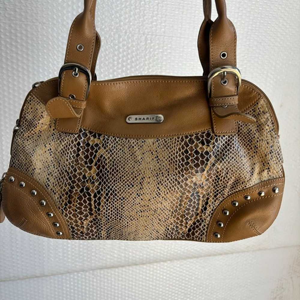 y2k Brown Tan Snake Print Leather Shoulder bag St… - image 2