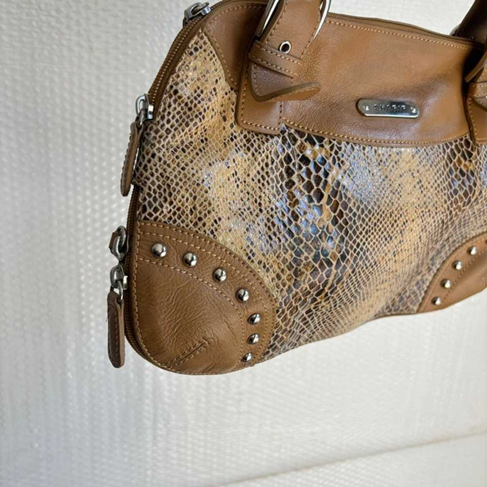 y2k Brown Tan Snake Print Leather Shoulder bag St… - image 3