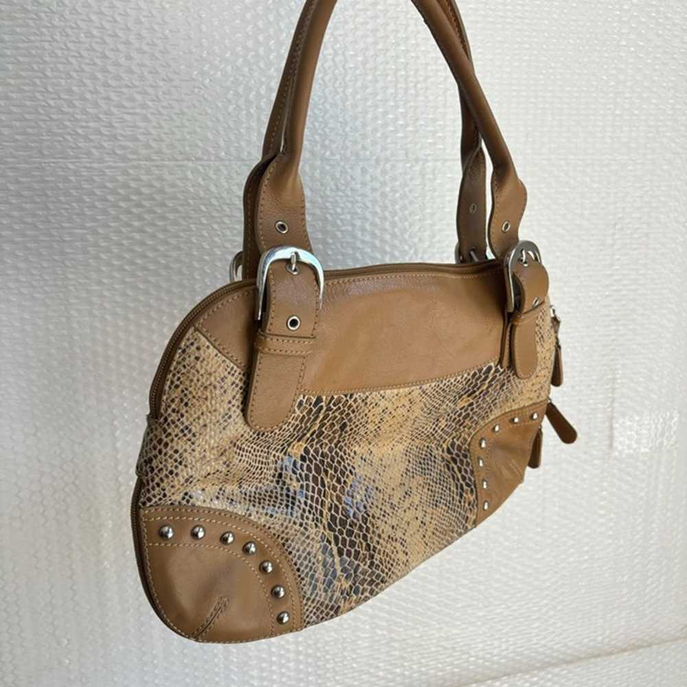 y2k Brown Tan Snake Print Leather Shoulder bag St… - image 4