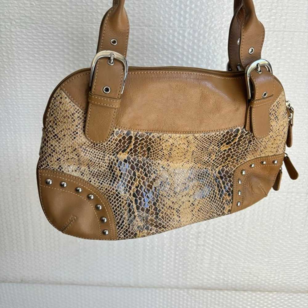 y2k Brown Tan Snake Print Leather Shoulder bag St… - image 5