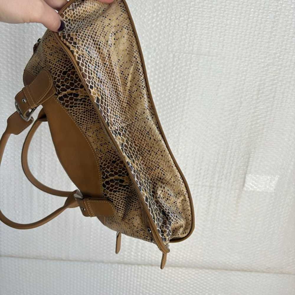 y2k Brown Tan Snake Print Leather Shoulder bag St… - image 7