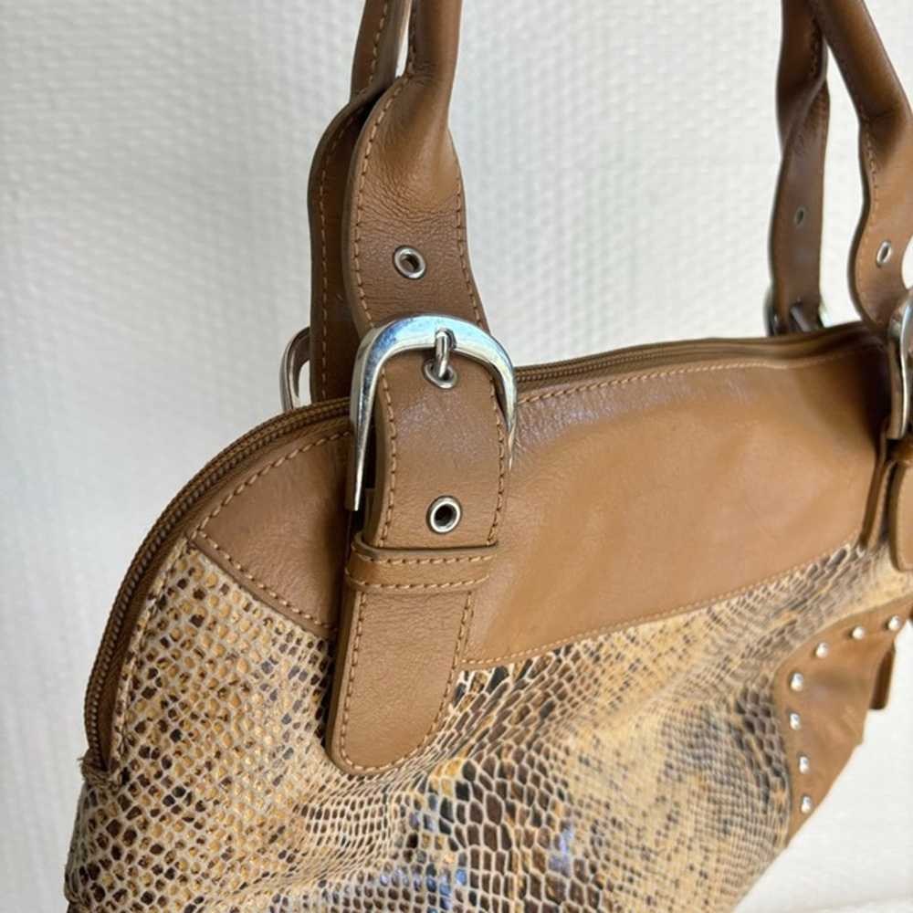 y2k Brown Tan Snake Print Leather Shoulder bag St… - image 9