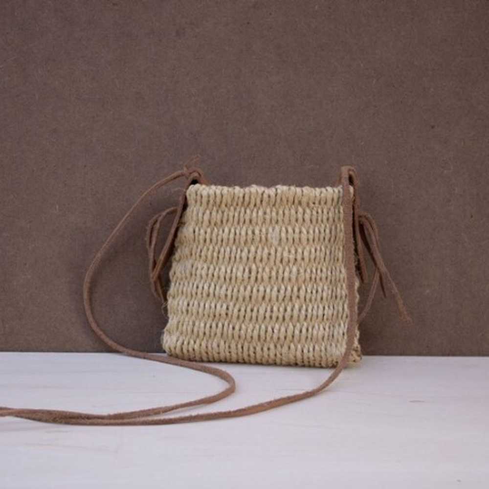 Bohemian Natural Agave Fiber Crossbody Bag - Smal… - image 3