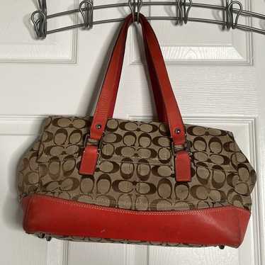 Coach Hampton Signature Beige Canvas Braided Oran… - image 1