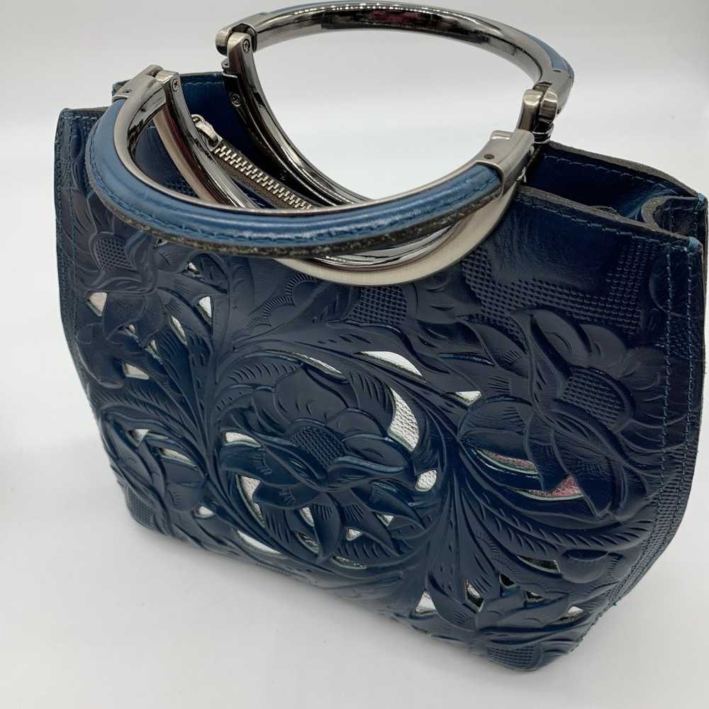 Patricia Nash Blue Leather Handbags Vintage Leath… - image 10