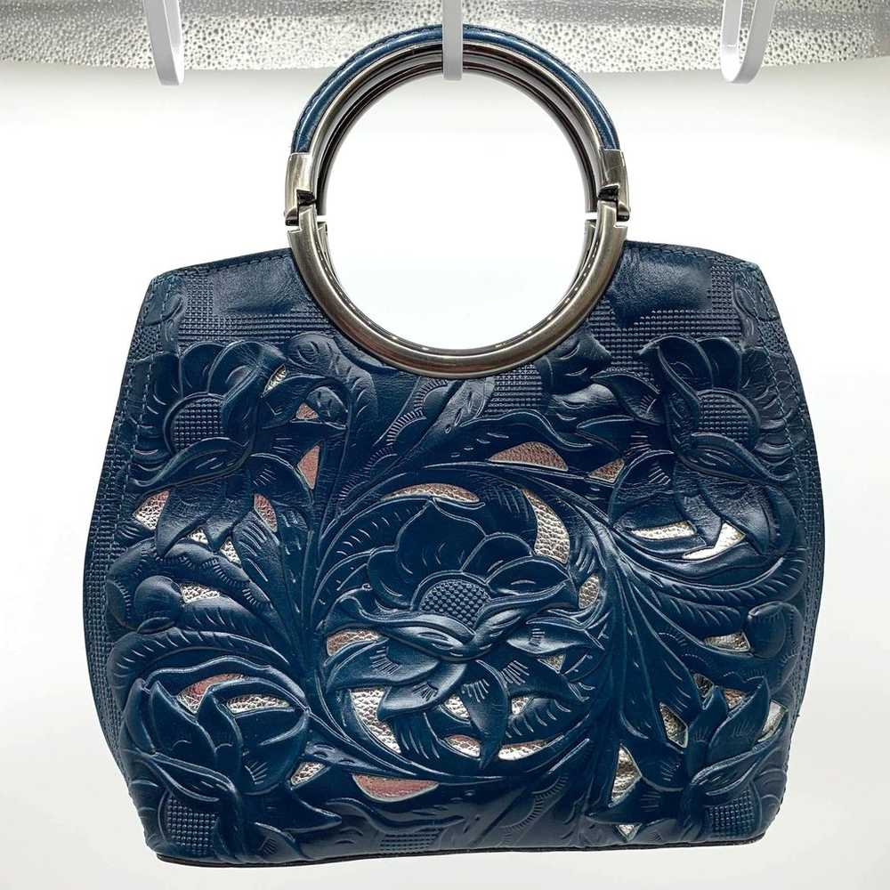 Patricia Nash Blue Leather Handbags Vintage Leath… - image 2