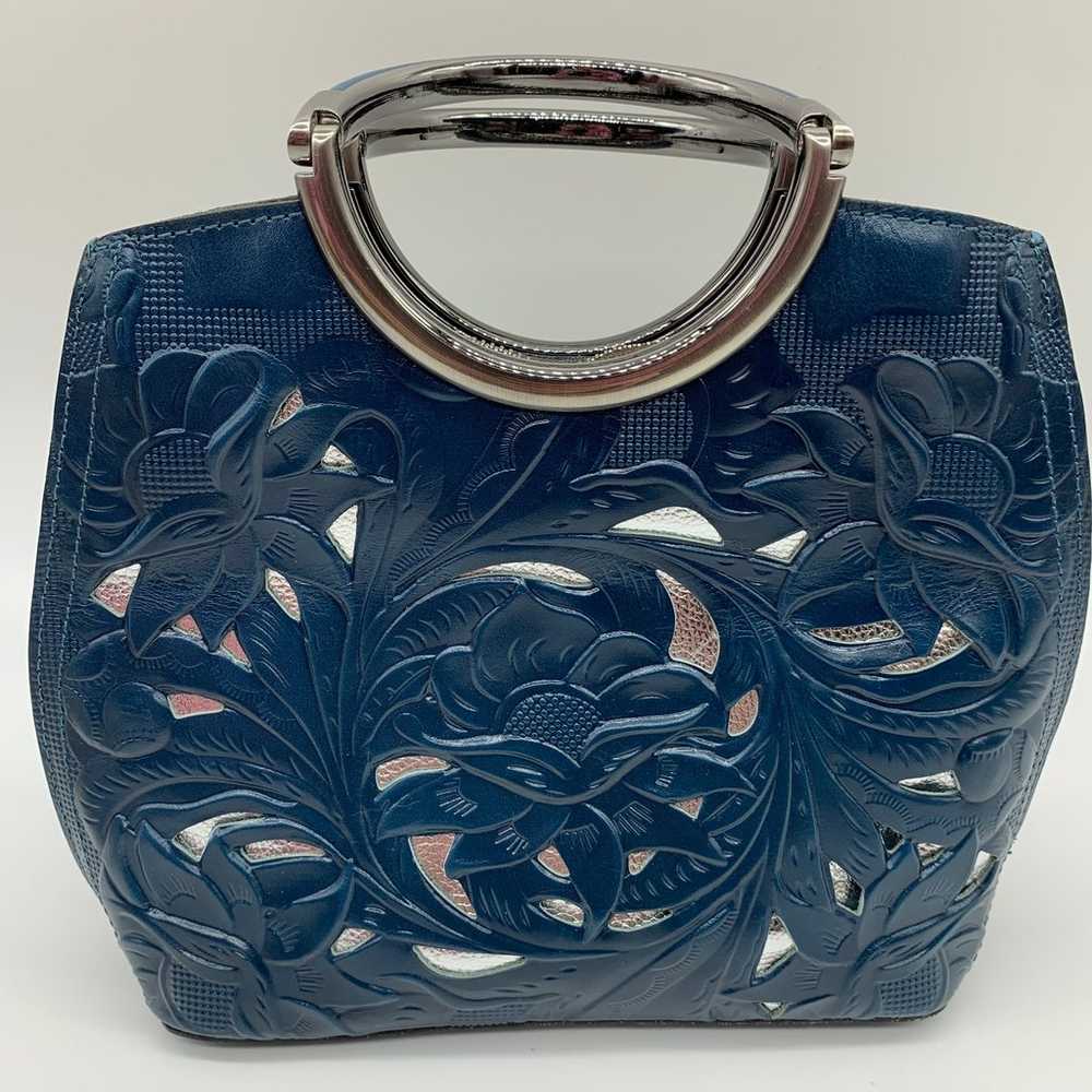 Patricia Nash Blue Leather Handbags Vintage Leath… - image 6