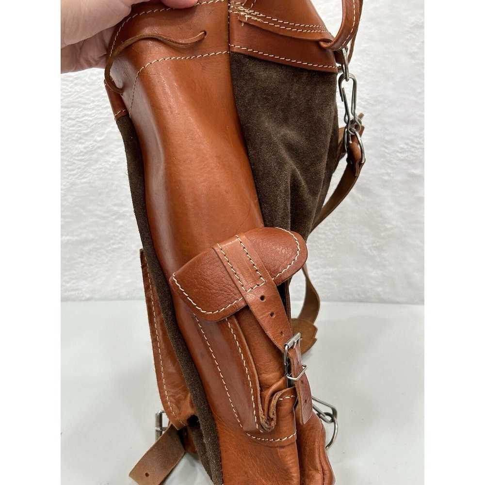 Vintage Suede & Leather Brown Backpack Handmade B… - image 3