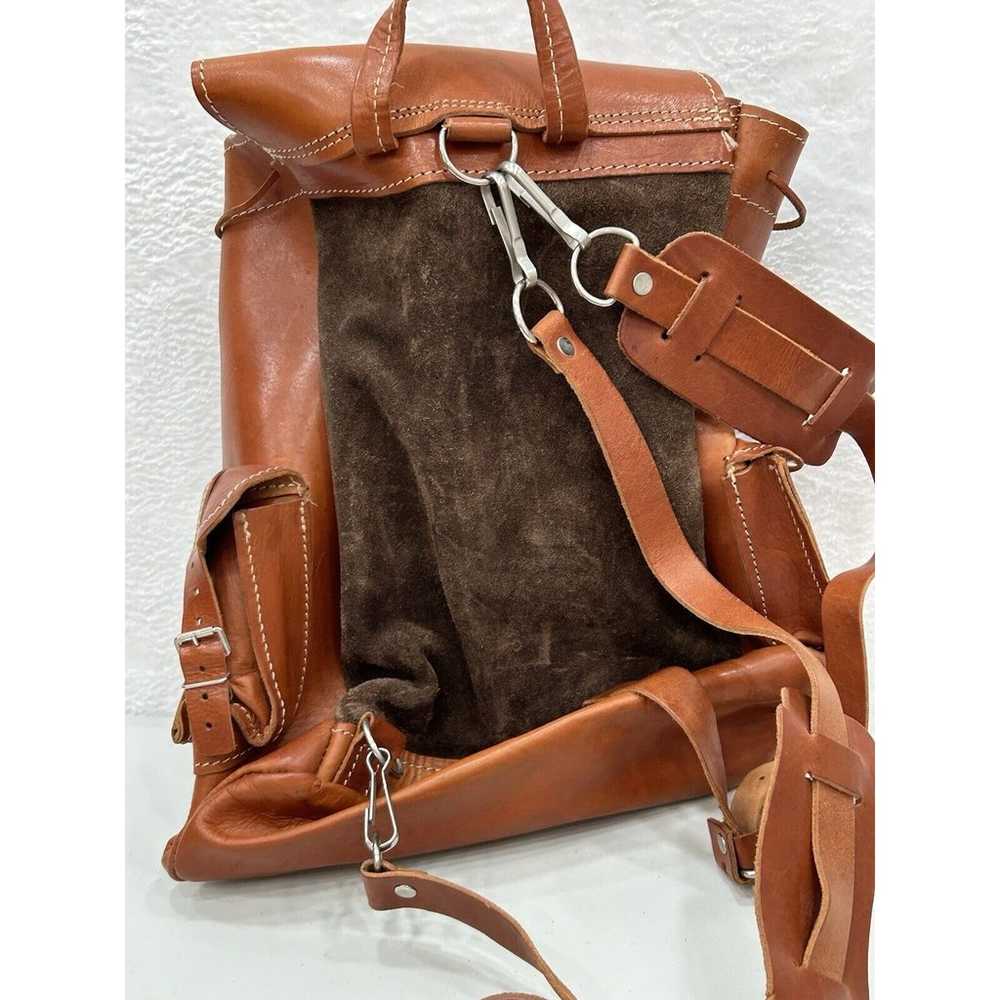 Vintage Suede & Leather Brown Backpack Handmade B… - image 4