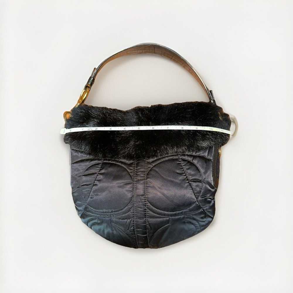 Black Coach Quilted Shoulder Bag With rabbit Fur … - image 5