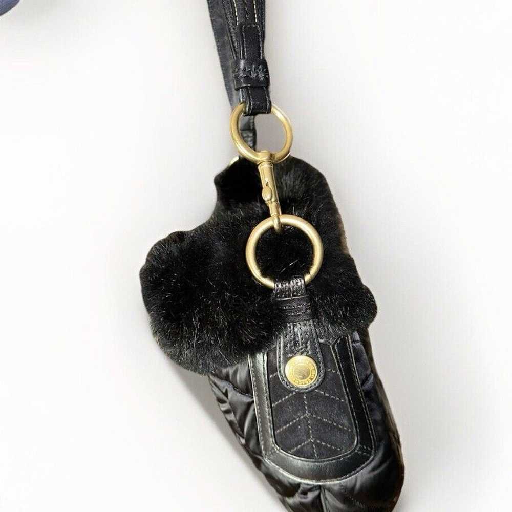 Black Coach Quilted Shoulder Bag With rabbit Fur … - image 6