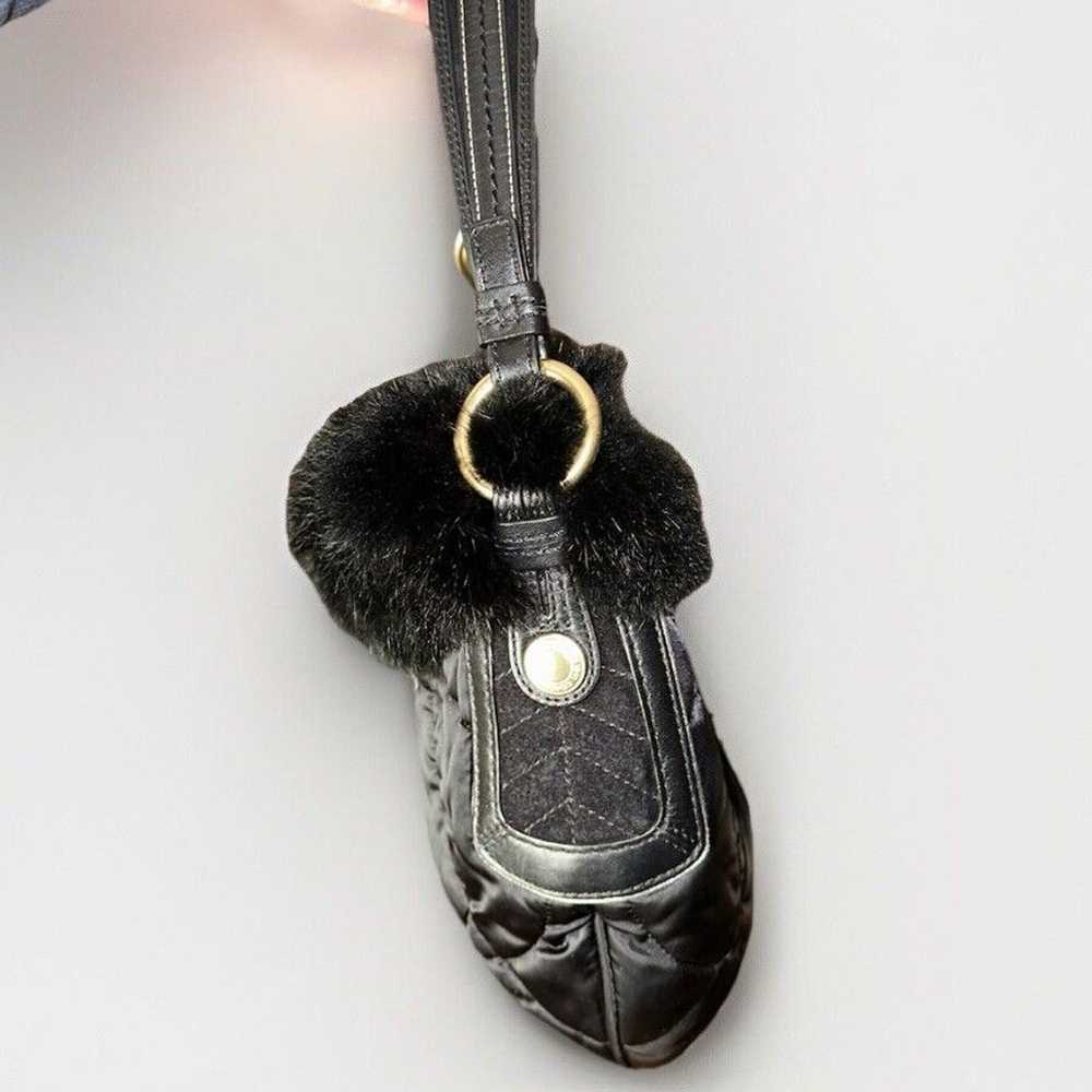 Black Coach Quilted Shoulder Bag With rabbit Fur … - image 7